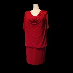 Elegant Vintage Red Draped Dress 80s